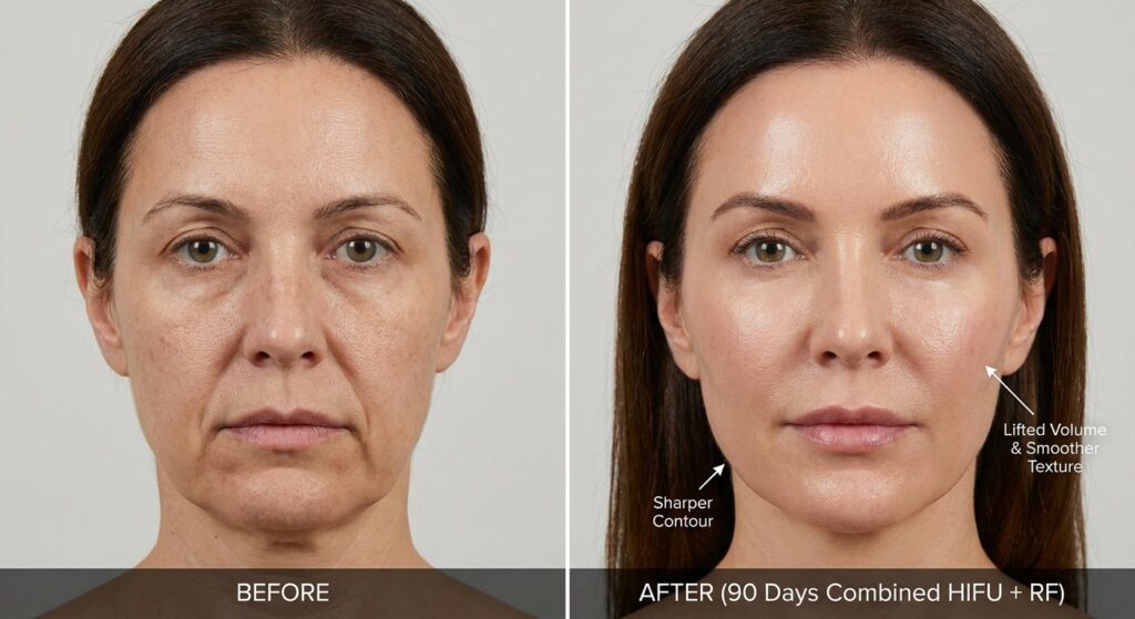 a split screen comparison image of before and after